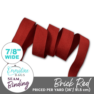 Brick Red | ⅞" (22mm) Binding Tape (Per 1 Yard) - Emmaline Bags Inc.-Sewing Supplies & Notions
