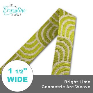 Bright Lime Geometric Arc Weave • 1 1/2" (38mm) Wide (Per 1 Yard) - Emmaline Bags Inc. - Straps & Handles