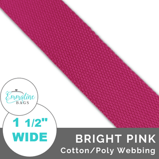 Bright Pink | Cotton/Poly Webbing (Per 1 Yard) • 1 ½" Wide (38 mm) - Emmaline Bags Inc. - Straps & Handles