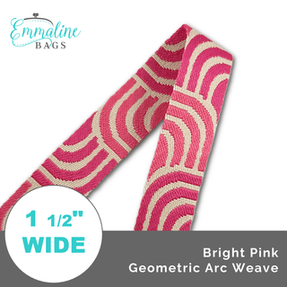 Bright Pink Geometric Arc Weave • 1 1/2" (38mm) Wide (Per 1 Yard) - Emmaline Bags Inc. - Straps & Handles