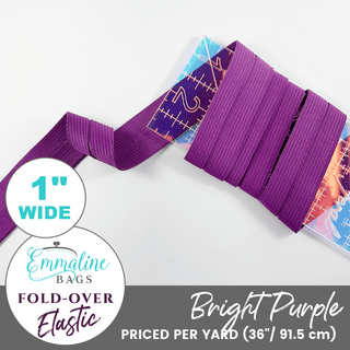 Bright Purple | Fold-Over Elastic (Per 1 Yard) • 1 " Wide (25 mm) - Emmaline Bags Inc.-Sewing Supplies & Notions
