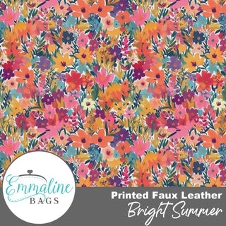 Bright Summer | Printed Faux Leather | ½ Yard Pre - Cut (18" x 55") - Emmaline Bags Inc. - Fabric