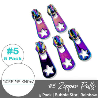 Bubble Star Tab | Zipper Sliders with Pulls | SIZE5 (5 Pack) - Emmaline Bags Inc. - Emmaline Zippers