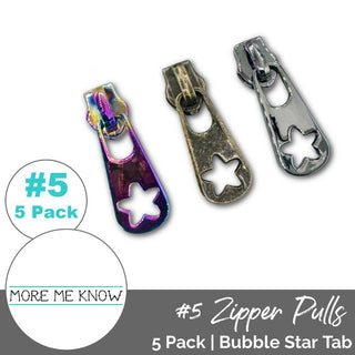Bubble Star Tab | Zipper Sliders with Pulls | SIZE5 (5 Pack) - Emmaline Bags Inc. - Emmaline Zippers