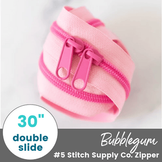 Bubblegum | 30" Nylon Coil Zipper | *Size #5* with Two Pulls - Emmaline Bags Inc.-Bag Zippers