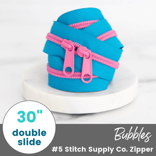Bubbles | 30" Nylon Coil Zipper | *Size #5* with Two Pulls - Emmaline Bags Inc.-Bag Zippers
