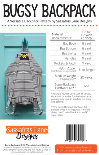 Bugsy Backpack by Sassafras Lane Designs - Emmaline Bags Inc. - Sewing Patterns