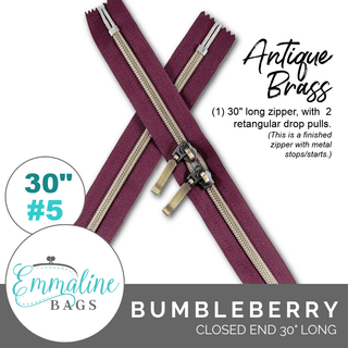 Bumbleberry | Emmaline 30" Nylon Coil Zipper | *SIZE5* with Two Rectangle Pulls - Emmaline Bags Inc.-Emmaline Zippers