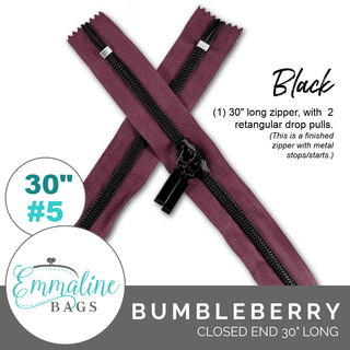 Bumbleberry | Emmaline 30" Nylon Coil Zipper | *SIZE5* with Two Rectangle Pulls - Emmaline Bags Inc.-Emmaline Zippers