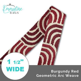Burgundy Red Geometric Arc Weave • 1 1/2" (38mm) Wide (Per 1 Yard) - Emmaline Bags Inc. - Straps & Handles
