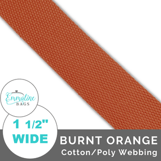 Burnt Orange | Cotton/Poly Webbing (Per 1 Yard) • 1 ½" Wide (38 mm) - Emmaline Bags Inc. - Straps & Handles