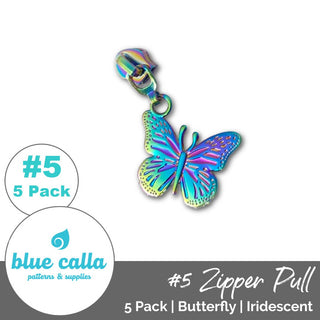 Butterfly Zipper Sliders with Pulls - SIZE5 (5 Pack) - Emmaline Bags Inc. - Emmaline Zippers