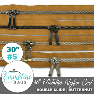 Butternut | Emmaline 30" Nylon Coil Zipper | *SIZE5* with Two Rectangle Pulls - Emmaline Bags Inc.-Emmaline Zippers