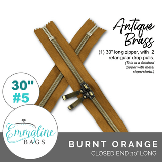 Butternut | Emmaline 30" Nylon Coil Zipper | *SIZE5* with Two Rectangle Pulls - Emmaline Bags Inc.-Emmaline Zippers