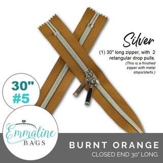 Butternut | Emmaline 30" Nylon Coil Zipper | *SIZE5* with Two Rectangle Pulls - Emmaline Bags Inc.-Emmaline Zippers