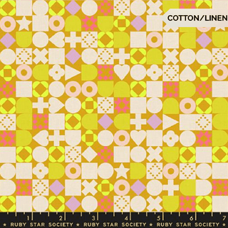 Cactus Blocked (Linen) | LoFi Linens by Ruby Star Society (¼ Yard) - Emmaline Bags Inc.-Fabric
