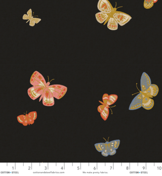 CANVAS Black Butterfly House // METALLIC // English Rose (1/4 yard) - Emmaline Bags Inc.