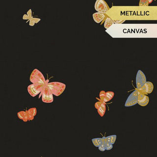 CANVAS Black Butterfly House // METALLIC // English Rose (1/4 yard) - Emmaline Bags Inc.