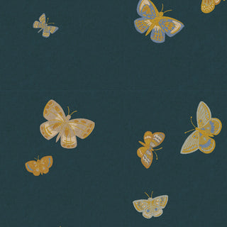 CANVAS Blue Butterfly House // METALLIC // English Rose (1/4 yard) - Emmaline Bags Inc.