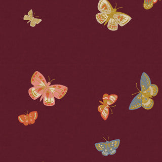 CANVAS Burgundy Butterfly House // METALLIC // English Rose (1/4 yard) - Emmaline Bags Inc.