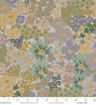 CANVAS Mimi Blue // METALLIC // English Rose by Rifle Paper Co. (1/4 yard) - Emmaline Bags Inc.