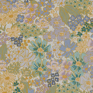 CANVAS Mimi Blue // METALLIC // English Rose by Rifle Paper Co. (1/4 yard) - Emmaline Bags Inc.