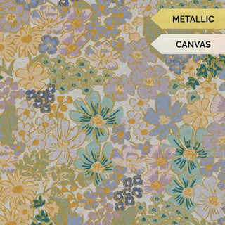 CANVAS Mimi Blue // METALLIC // English Rose by Rifle Paper Co. (1/4 yard) - Emmaline Bags Inc.