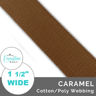 Caramel | Cotton/Poly Webbing (Per 1 Yard) • 1 ½" Wide (38 mm) - Emmaline Bags Inc. - Straps & Handles