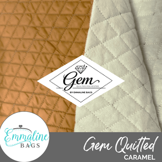 CARAMEL | Gem Quilted Polyester Fabric (per 1 yard) - Emmaline Bags Inc.-Fabric