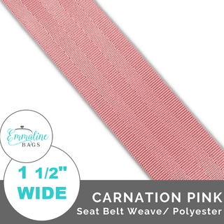 Carnation Pink - Seat Belt Webbing (Per 1 Yard) • 1 1/2" Wide (38 mm) - Emmaline Bags Inc. - Straps & Handles