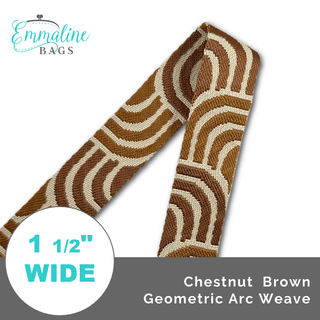 Chestnut Brown Geometric Arc Weave • 1 1/2" (38mm) Wide (Per 1 Yard) - Emmaline Bags Inc. - Straps & Handles