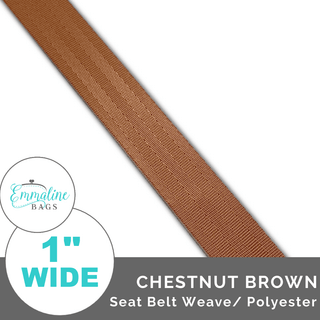 Chestnut Brown - Seat Belt Webbing (Per 1 Yard) - 1" Wide (25 mm) - Emmaline Bags Inc. - Straps & Handles