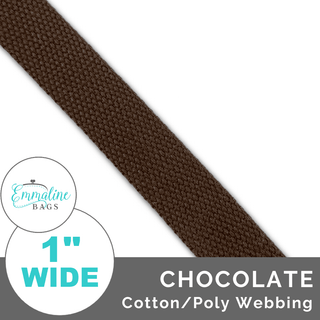 Chocolate | Cotton/Poly Webbing (Per 1 Yard) • 1 " Wide (25 mm) - Emmaline Bags Inc. - Straps & Handles