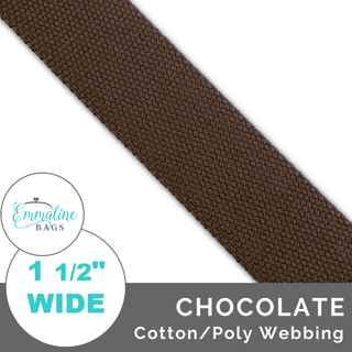 Chocolate | Cotton/Poly Webbing (Per 1 Yard) • 1 ½" Wide (38 mm) - Emmaline Bags Inc. - Straps & Handles