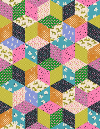 Citron Tumbling Blocks (Canvas) | Ooh Lucky Lucky by Ruby Star Society (1/4 Yard) - Emmaline Bags Inc. - Fabric