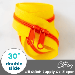Citrus | 30" Nylon Coil Zipper | *Size #5* with Two Pulls - Emmaline Bags Inc.-Bag Zippers