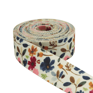 Classic Floret | Zipper Valley Printed Webbing (6 Yards) | 1 ½" Wide (38 mm) - Emmaline Bags Inc. - Straps & Handles