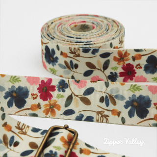 Classic Floret | Zipper Valley Printed Webbing (6 Yards) | 1 ½" Wide (38 mm) - Emmaline Bags Inc. - Straps & Handles