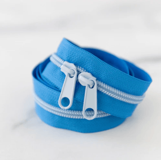 Clear Sky | 30" Nylon Coil Zipper | *Size #5* with Two Pulls - Emmaline Bags Inc.-Bag Zippers