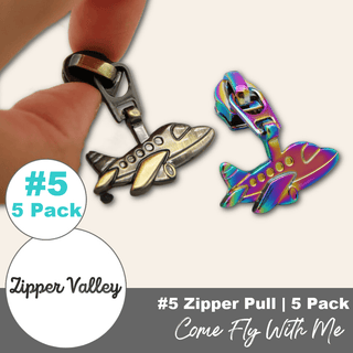 Come Fly With Me | Zipper Sliders with Pulls | Size 5 (5 Pack) - Emmaline Bags Inc. - Bag Zippers