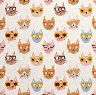 Cool Cats | Zipper Valley Printed Pebble Faux Leather | 12" x 52" Pre - Cut - Emmaline Bags Inc. - Fabric