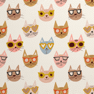 Cool Cats | Zipper Valley Printed Pebble Faux Leather | 12" x 52" Pre - Cut - Emmaline Bags Inc. - Fabric