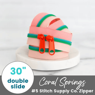 Coral Springs | 30" Nylon Coil Zipper | *Size #5* with Two Pulls - Emmaline Bags Inc.-Bag Zippers