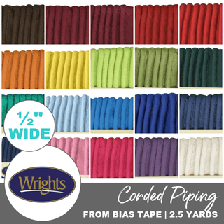 Corded Piping from Bias Tape | 23 COLOURS (½" wide) - Emmaline Bags Inc.-Sewing Supplies & Notions