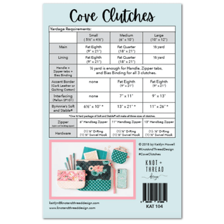 Cove Clutches by Knot and Thread Designs Patterns (Printed Paper Pattern) - Emmaline Bags Inc.