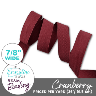 Cranberry | ⅞" (22mm) Binding Tape (Per 1 Yard) - Emmaline Bags Inc.-Sewing Supplies & Notions