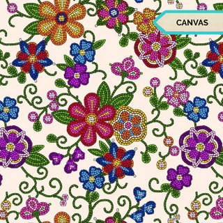 Cream (Canvas) | Beaded Floral by Shannon Gustafson (¼ Yard) - Emmaline Bags Inc.-Fabric