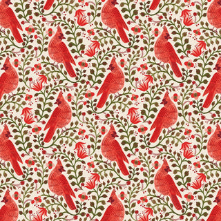 Cream Cardinals (Canvas) | Holiday Classics V by Rifle Paper Co. (¼ Yard) - Emmaline Bags Inc.-Fabric