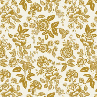 Cream & Gold // Metallic // English Rose by Rifle Paper Co. (1/4 yard) - Emmaline Bags Inc.