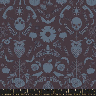 Creepy Damask in Caviar // Good Spirits by Ruby Star Society (1/4 yard) - Emmaline Bags Inc.